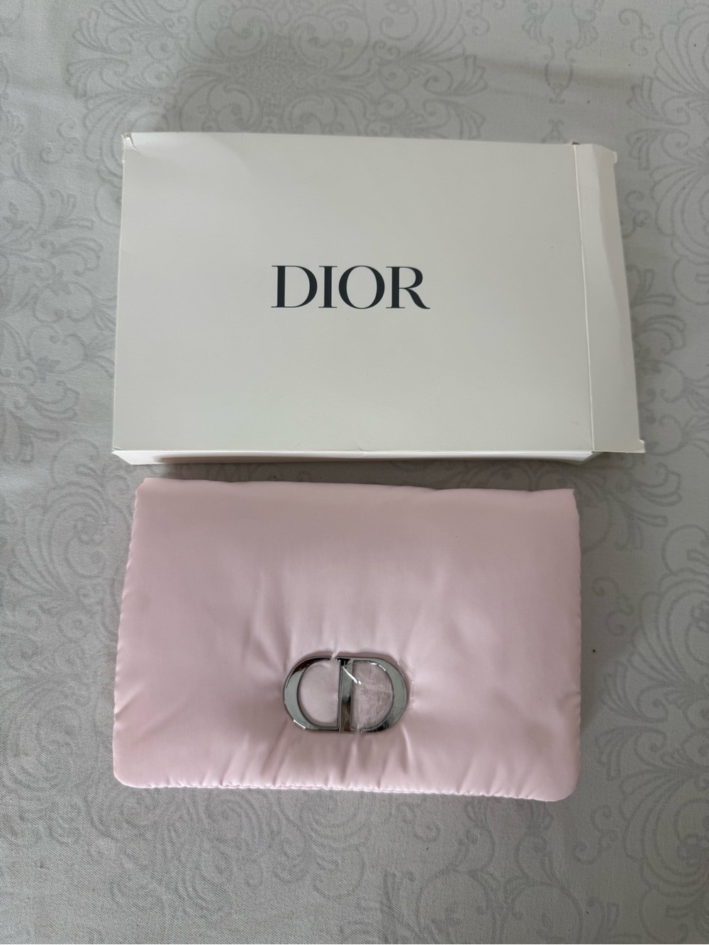 Dior New In Damaged Box Limited Edition Light Pink Puffer Pouch with CD Letters